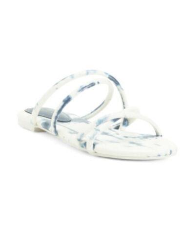 ナインウエスト ナインウエスト NINE WEST Womens White Multi Strappy Beva Round Toe Slip On Sandals 7.5 M レディース