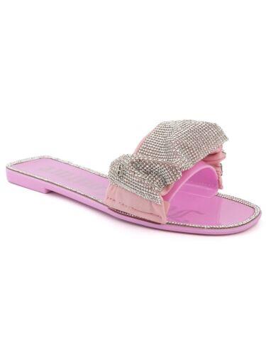 塼 塼 JUICY COUTURE Womens Pink Mixed Media Hollyn Round Toe Slip On Slide Sandals 6 M ǥ