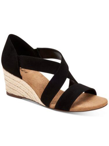 STYLE & COMPANY Womens Black Straps Elastics Zaddie Almond Wedge Shoes 9.5 M レディース