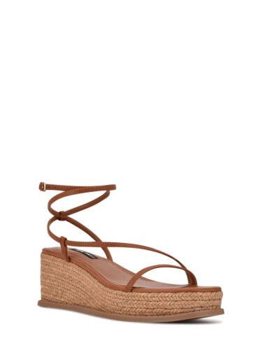 ナインウエスト ナインウエスト NINE WEST Womens Brown Wrap A1 Platform Alexx Wedge Heeled Sandal 6 M レディース