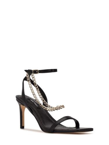 ナインウエスト ナインウエスト NINE WEST Womens Black Chain Tallo Square Toe Stiletto Heeled Sandal 6.5 M レディース