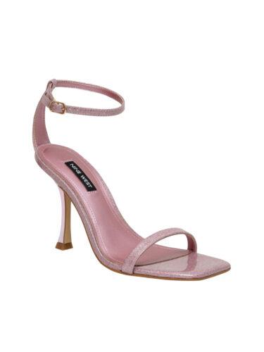 ナインウエスト ナインウエスト NINE WEST Womens Pink Glitter Metallic Heel Yess Square Toe Flare Sandals 9.5 M レディース