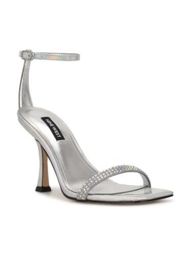 ナインウエスト ナインウエスト NINE WEST Womens Silver Embellished Yess Open Toe Stiletto Buckle Sandals 8.5 M レディース