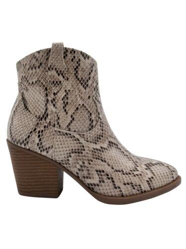 SUGAR Womens Beige Snakeskin Western Tarah Almond Block Heel Booties 9 M レディース