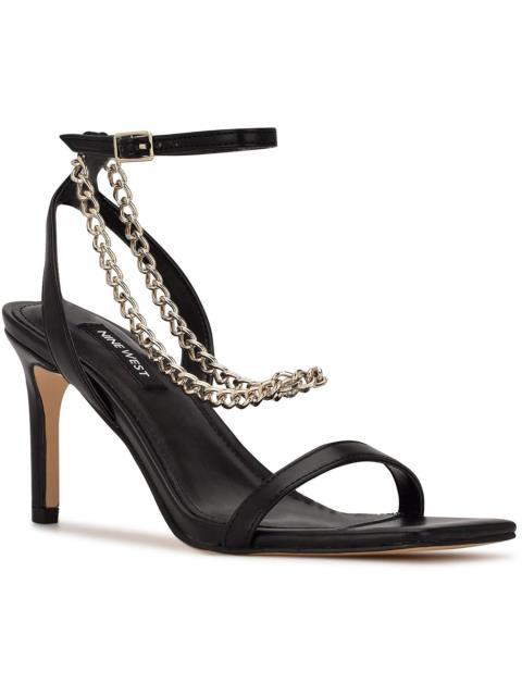 ナインウエスト ナインウエスト NINE WEST Womens Black Chain Tallo Square Toe Stiletto Heeled Sandal 8.5 M レディース