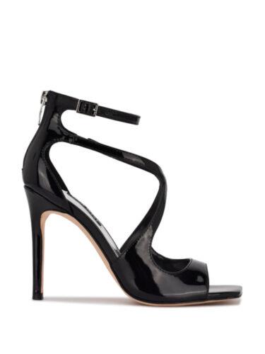 ナインウエスト ナインウエスト NINE WEST Womens Black Patent Tulah Square Toe Stiletto Heeled Sandal 7 M レディース