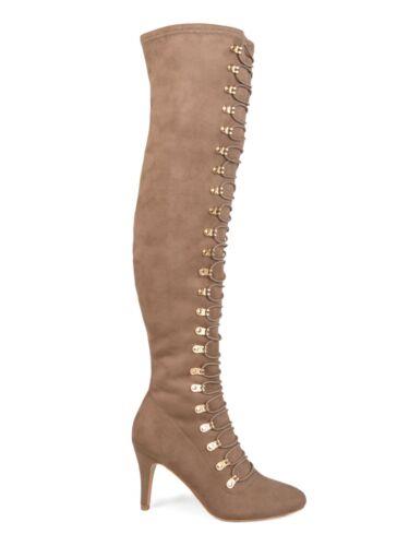 ジュルネ コレクション JOURNEE COLLECTION Womens Taupe Brown Lace-Up Trill Round Toe Stiletto Boots 7 レディース
