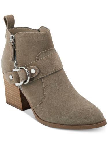 MARC FISHER Womens Beige Water-Resistant Victa Almond Leather Booties 7.5 M レディース