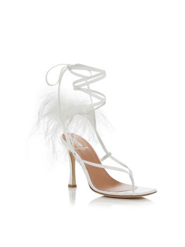 ブラザーベリーズ BROTHER VELLIES Womens White Feather Paloma Toe Stiletto Leather Heeled Sandal 7 レディース