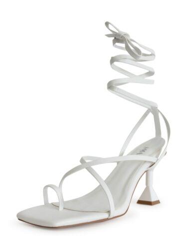 SMASH SHOES Womens White Mona Square Toe Sculpted Heel Heeled Sandal 13 ǥ