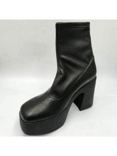 ブラザーベリーズ BROTHER VELLIES Womens Black 2 Platform Empire Block Heel Leather Booties 10 レディース