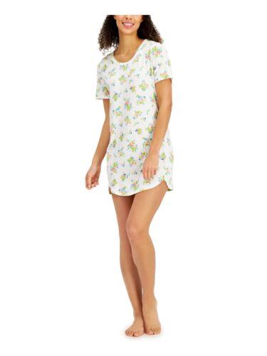 JENNI Intimates White Curved Hem Floral Sleep Shirt Pajama Top XL レディース