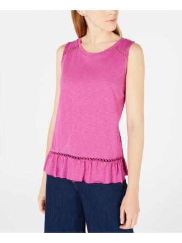 MAISON JULES Womens Ruffled Crossover Back Sleeveless Jewel Neck Tank Top レディース