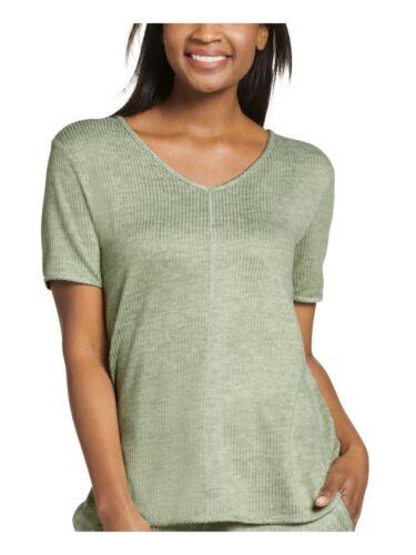 ジョッキー JOCKEY Intimates Green Short Sleeve Ribbed High-low Hem Shirt Pajama Top XL レディース