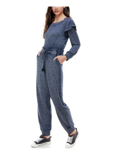  PLANET GOLD Womens Gathered Long Sleeve Jewel Neck Cuffed Jumpsuit ǥ