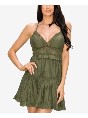 B DARLIN Womens Green Open Back Crisscross Up Sleeveless Short Dress Juniors 12 レディース