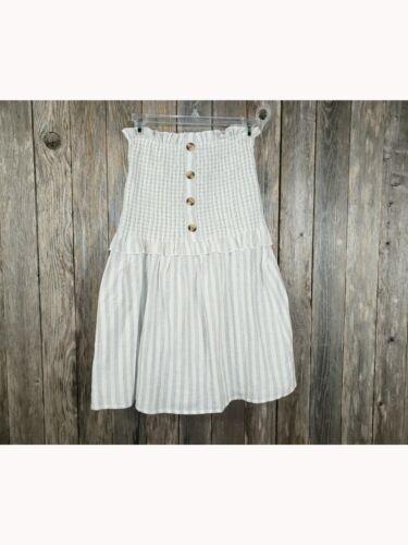 DEREK HEART Womens White Striped Strapless Short Baby Doll Dress Juniors M レディース