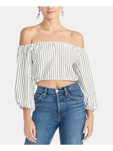 レイチェルロイ RACHEL ROY Womens Black Pinstripe 3/4 Sleeve Strapless Crop Top Size: L レディース