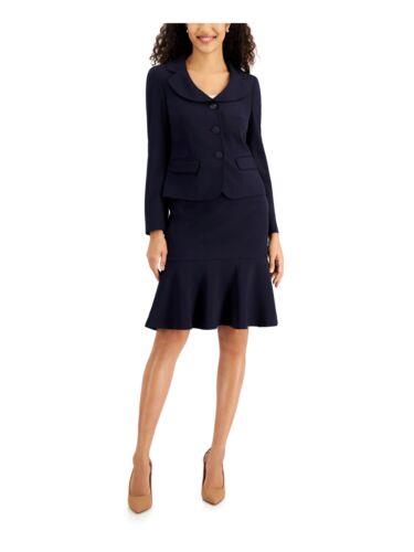 LE SUIT PETITE Womens Navy Fitted Button Front Collar Blazer Jacket Petites 4P レディース