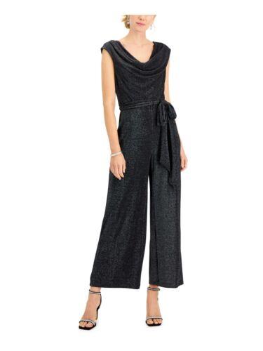 CONNECTED APPAREL Womens Black Jersey Knit Belt Wide Leg Jumpsuit Plus 18W レディース