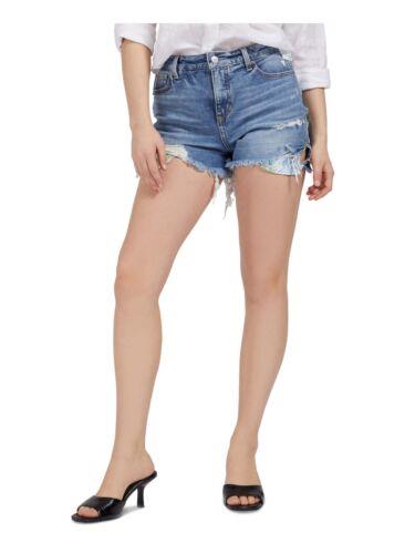 ゲス GUESS Womens Blue Denim Pocketed Zippered Frayed Hem Shorts 24 レディース