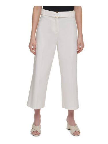 カルバン・クライン ベルト（レディース） カルバンクライン CALVIN KLEIN Womens Ivory Cropped D-ring Belt Wear To Work Wide Leg Pants 6 レディース