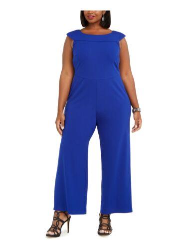 CONNECTED APPAREL Womens Blue Cap Sleeve Evening Wide Leg Jumpsuit Plus 20W ǥ