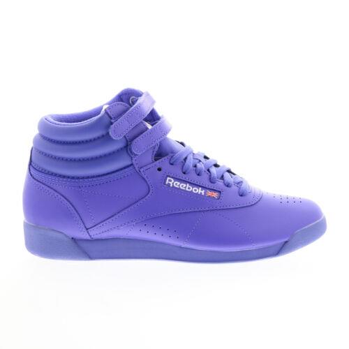 リーボック Reebok Freestyle Hi Womens Purple Leather Lace Up Lifestyle Sneakers Shoes レディース