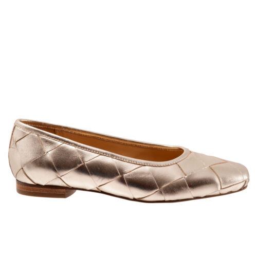 トロッターズ Trotters Hanny T2125-710 Womens Gold Leather Slip On Ballet Flats Shoes 12 レディース