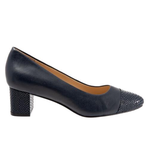 gb^[Y Trotters Kiki T1957-400 Womens Blue Leather Slip On Pumps Heels Shoes 9 fB[X