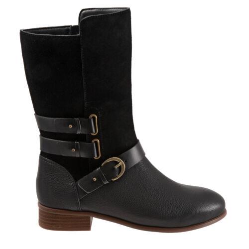 ソフトウォーク Softwalk Rae S1958-001 Womens Black Wide Leather Zipper Casual Dress Boots 7 レディース