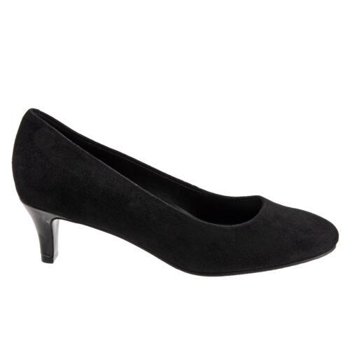 トロッターズ Trotters Fab T1905-003 Womens Black Suede Slip On Pumps Heels Shoes レディース