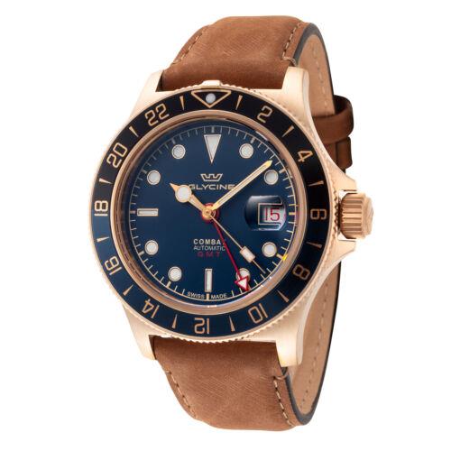 Glycine Men's GL0317 Combat Sub Sport 42 Bronze 42mm Leather Watch Y