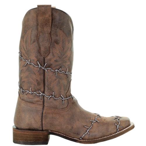 Corral Boots Wire Embroidered Square Toe Cowboy Mens Brown Casual Boots A3532 Y