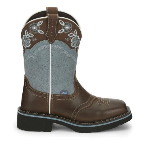 ジャスティン ジャスティン Justin Boots Starlina Floral Embroidery Square Toe Cowboy Womens Brown Casual B レディース