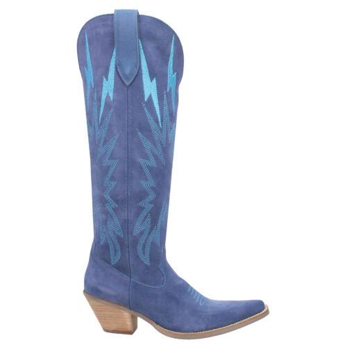 ǥ Dingo Thunder Road Embroidered Snip Toe Cowboy Womens Blue Casual Boots DI597-4 ǥ