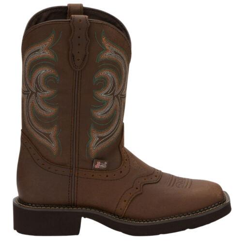 ジャスティン ジャスティン Justin Boots Inji Embroidery Square Toe Cowboy Womens Brown Casual Boots GY9984 レディース