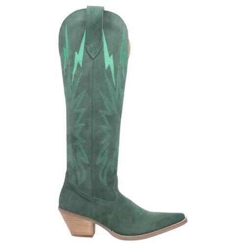 ǥ Dingo Thunder Road Embroidered Snip Toe Cowboy Womens Green Casual Boots DI597- ǥ