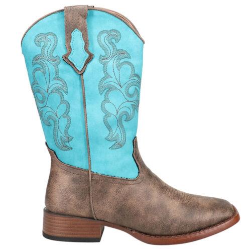 ローパー Roper Cowboy Classic Square Toe Cowboy Womens Blue Brown Casual Boots 09-021-1 レディース