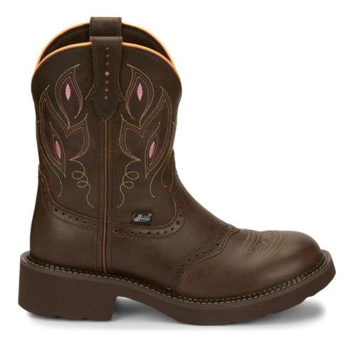 ジャスティン ジャスティン Justin Boots Gemma Embroidery 8 Round Toe Cowboy Womens Brown Casual Boots GY9 レディース