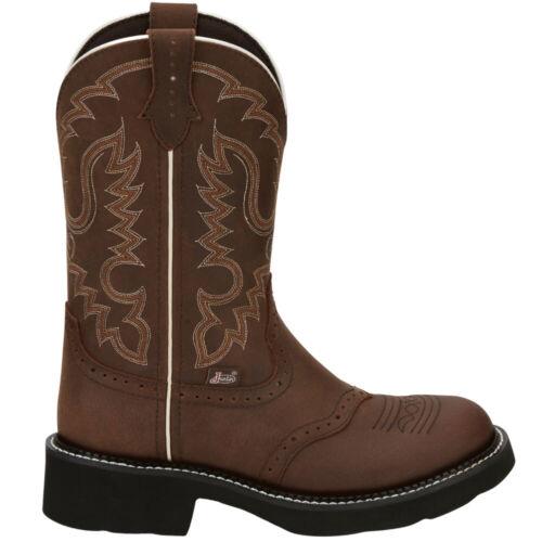 ジャスティン ジャスティン Justin Boots Inji Embroidery Round Toe Cowboy Womens Brown Casual Boots GY9909 レディース