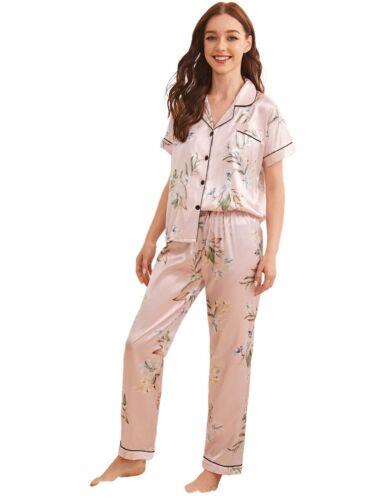 Milumia Womens Loungewear Button Down Pajamas Set Short Sleeve Nightwear Pants レディース