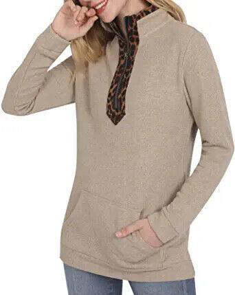 CORSKI Quarter Zip Pullover Women Sweatshirt Long Sleeve Blouse V Neck Tops レディース