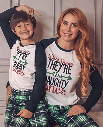 IFFEI Matching Family Pajamas Sets Christmas PJ 039 s Letter Print Top and Plaid レディース