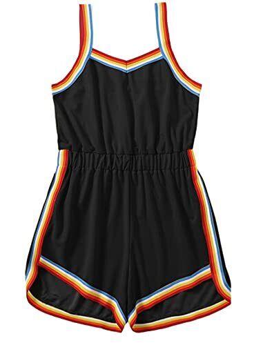 楽天サンガMilumia Women Plus Size Romper Rainbow Striped Elastic Waist Sport Playsuit レディース