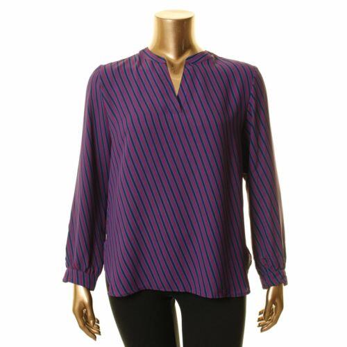 Anne Klein アンクライン ANNE KLEIN Women 039 s Oblique Stripe Split-neck High-low Blouse Shirt Top TEDO レディース