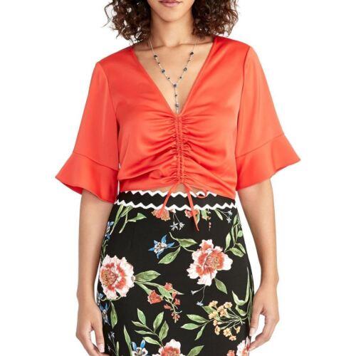 Rachel Roy レイチェルロイ RACHEL ROY NEW Women's Stacey Ruched-front Crop Blouse Shirt Top TEDO ..