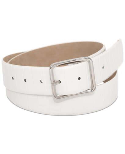 INC International Concepts INC Women's Croc Embossed Panel Belt White Size X-Large 