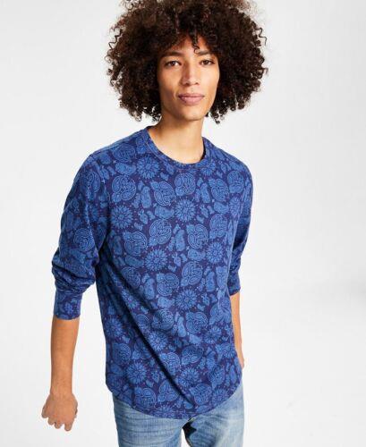 Sun + Stone Men's Printed Knit T-Shirt Blue Size Medium メンズ