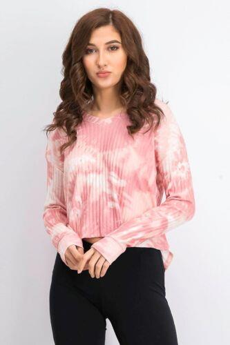 Crave Fame Junior's Cozy Ribbed Tie-Dyed Top Pink Size Extra Small ǥ